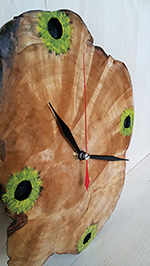 Часы настенные деревянные Подсолнухи